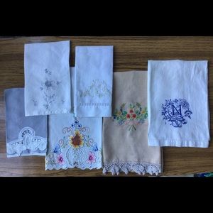 Vintage embroidery linen lot of 6